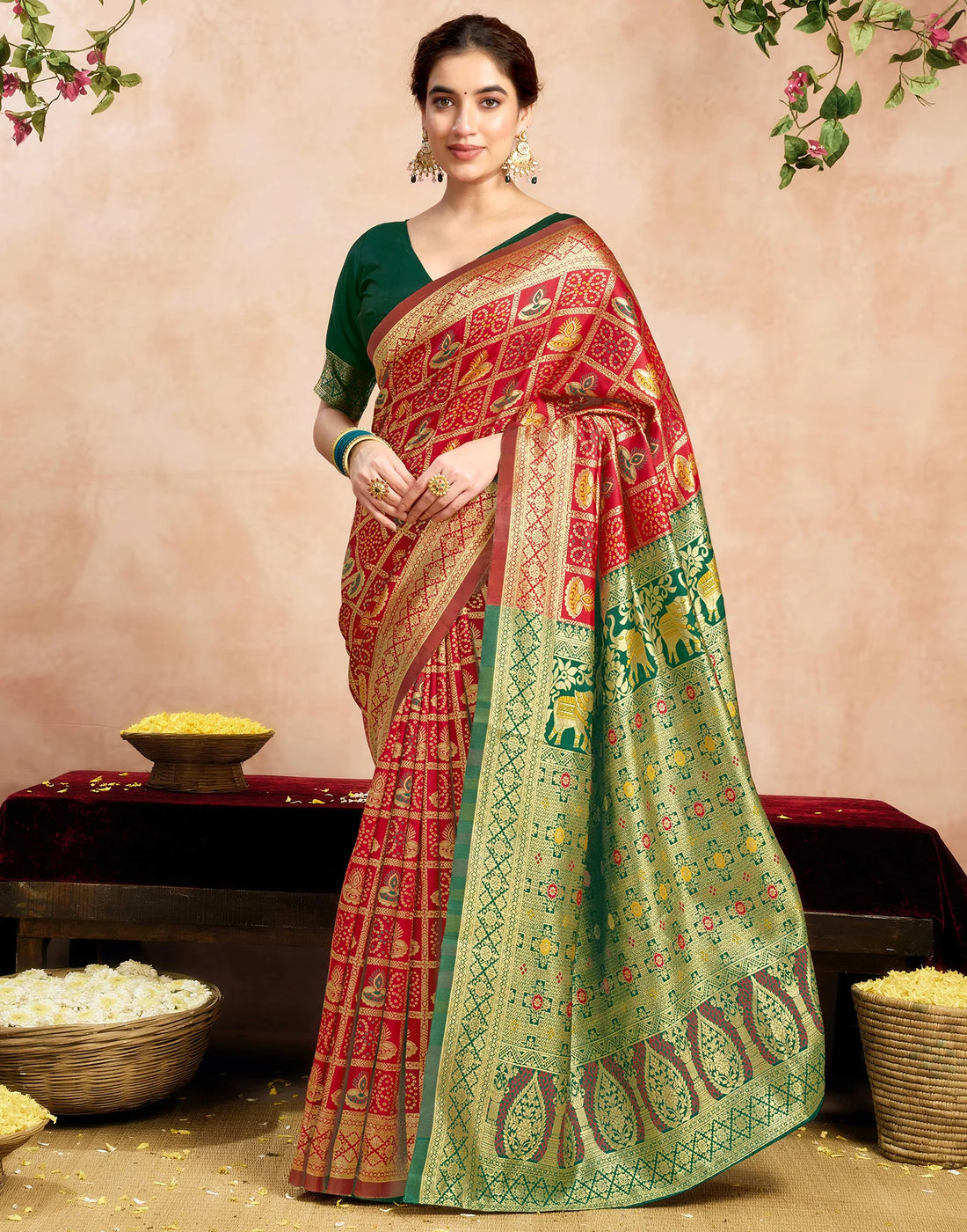 PANNUS Classic Red & Emerald Brocade