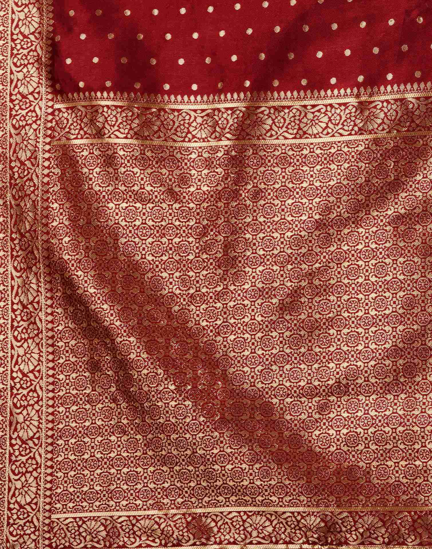 PANNUS Classic Maroon Zari Booti Saree