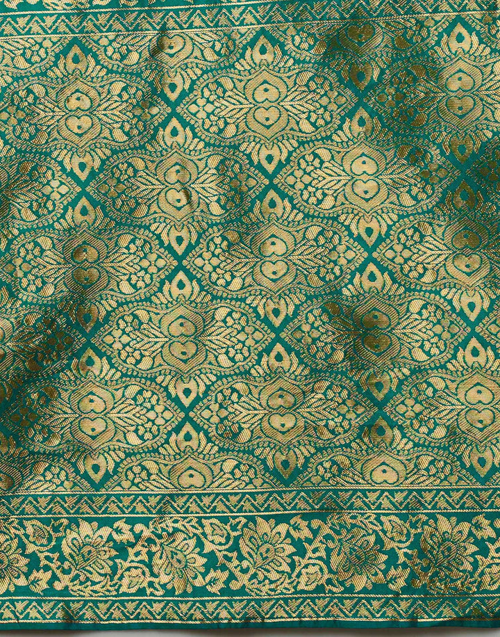 PANNUS Peacock Teal Floral Saree