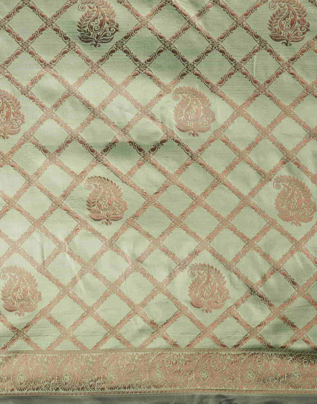 PANNUS Beige & Wine Trellis Saree