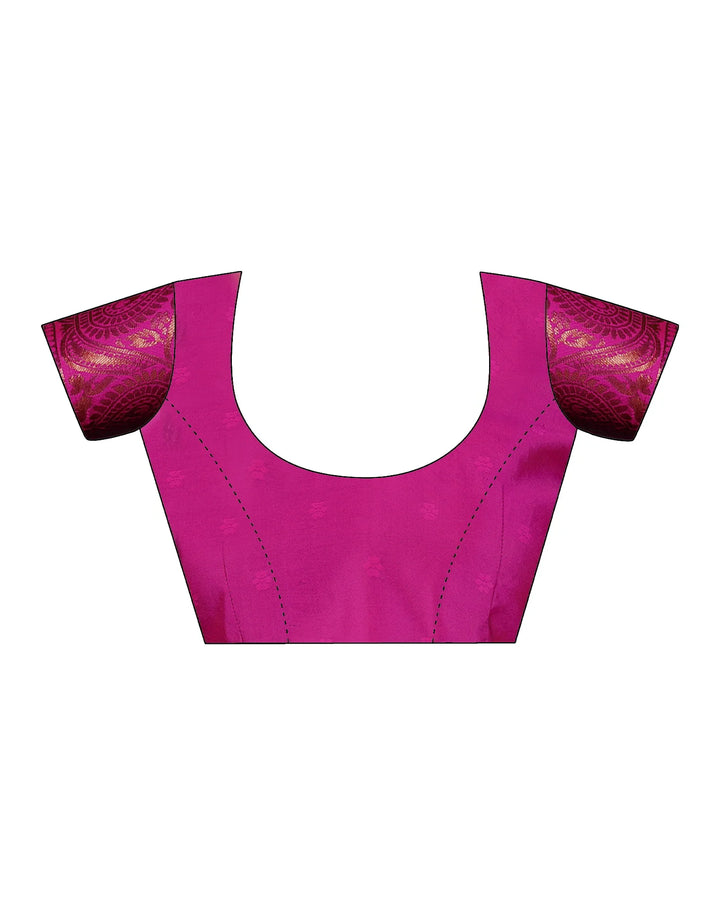 PANNUS Teal & Fuchsia Leaf Saree