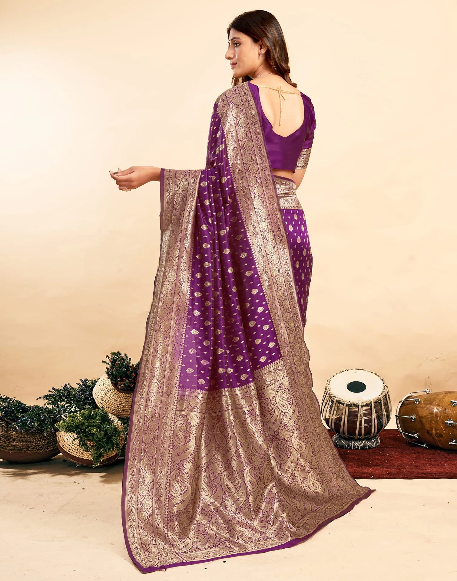 PANNUS Violet Royal Zari Saree