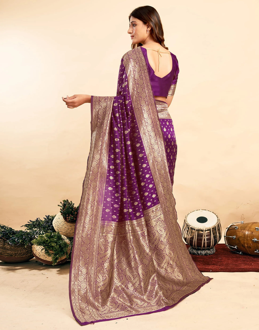 PANNUS Violet Royal Zari Saree