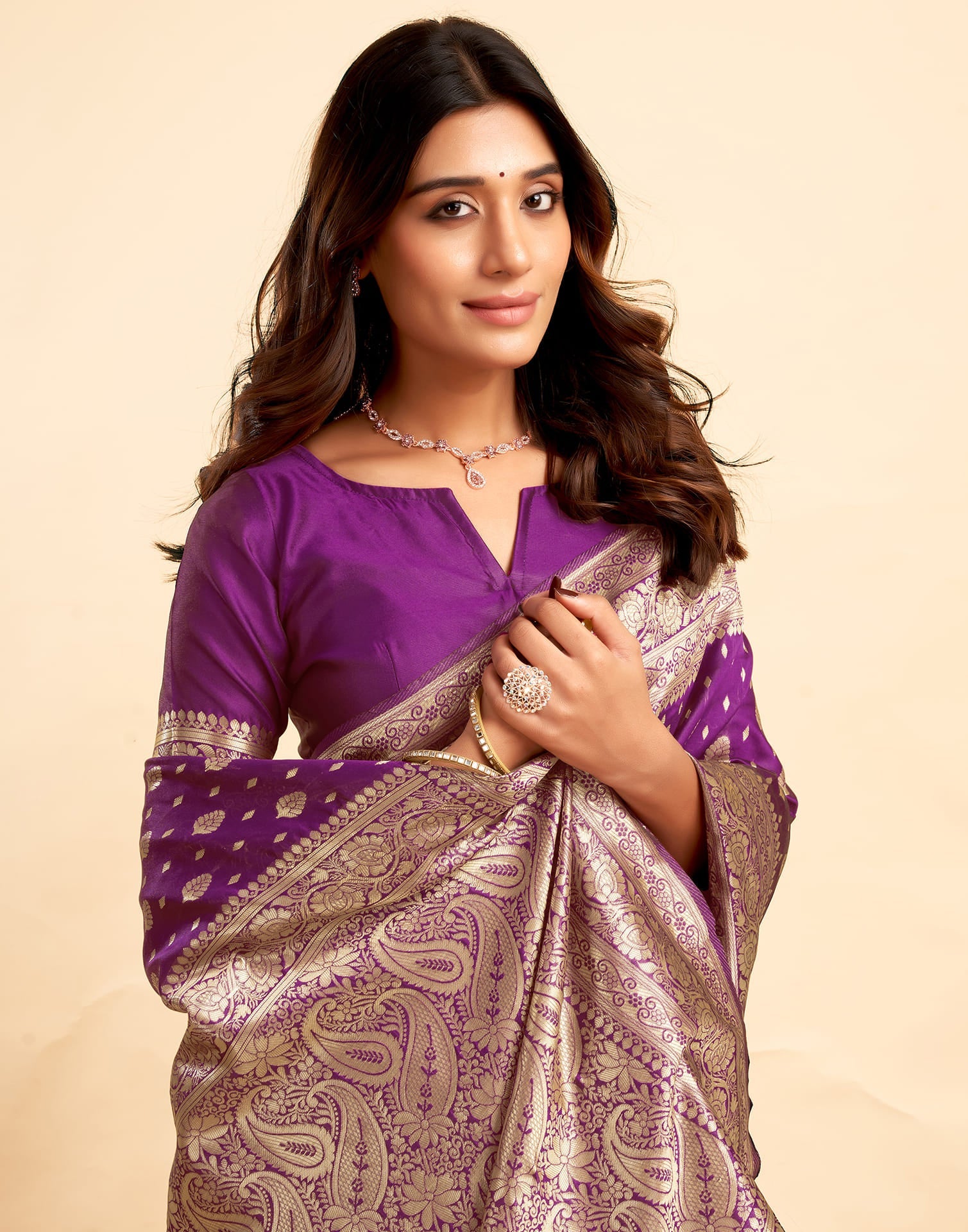 PANNUS Violet Royal Zari Saree