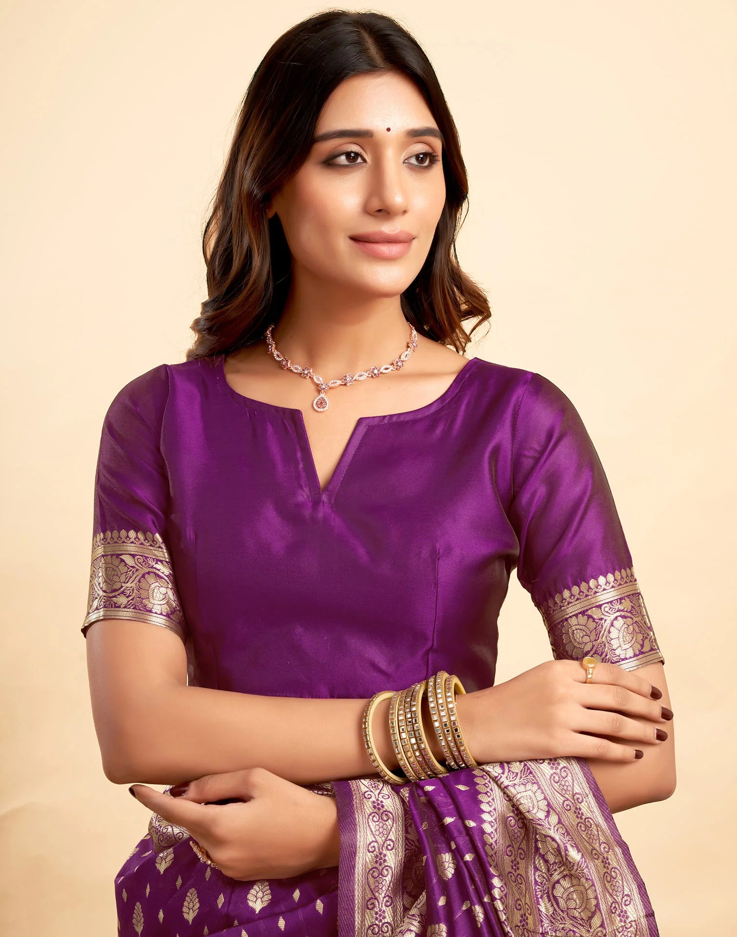 PANNUS Violet Royal Zari Saree