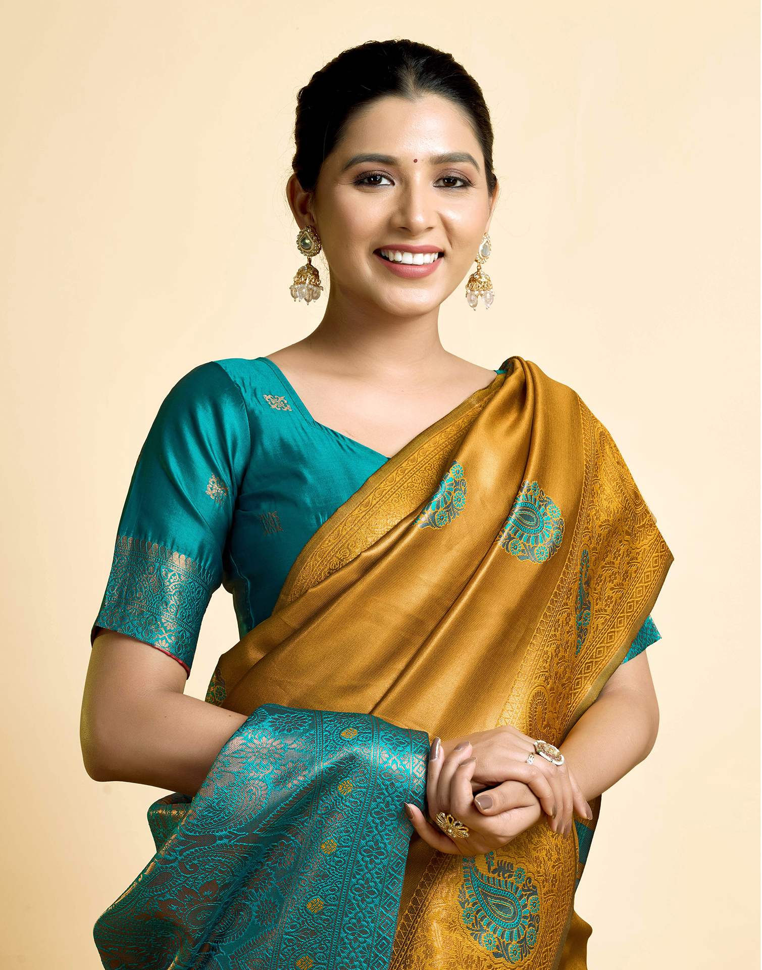 PANNUS Saffron Mirage Silk Saree
