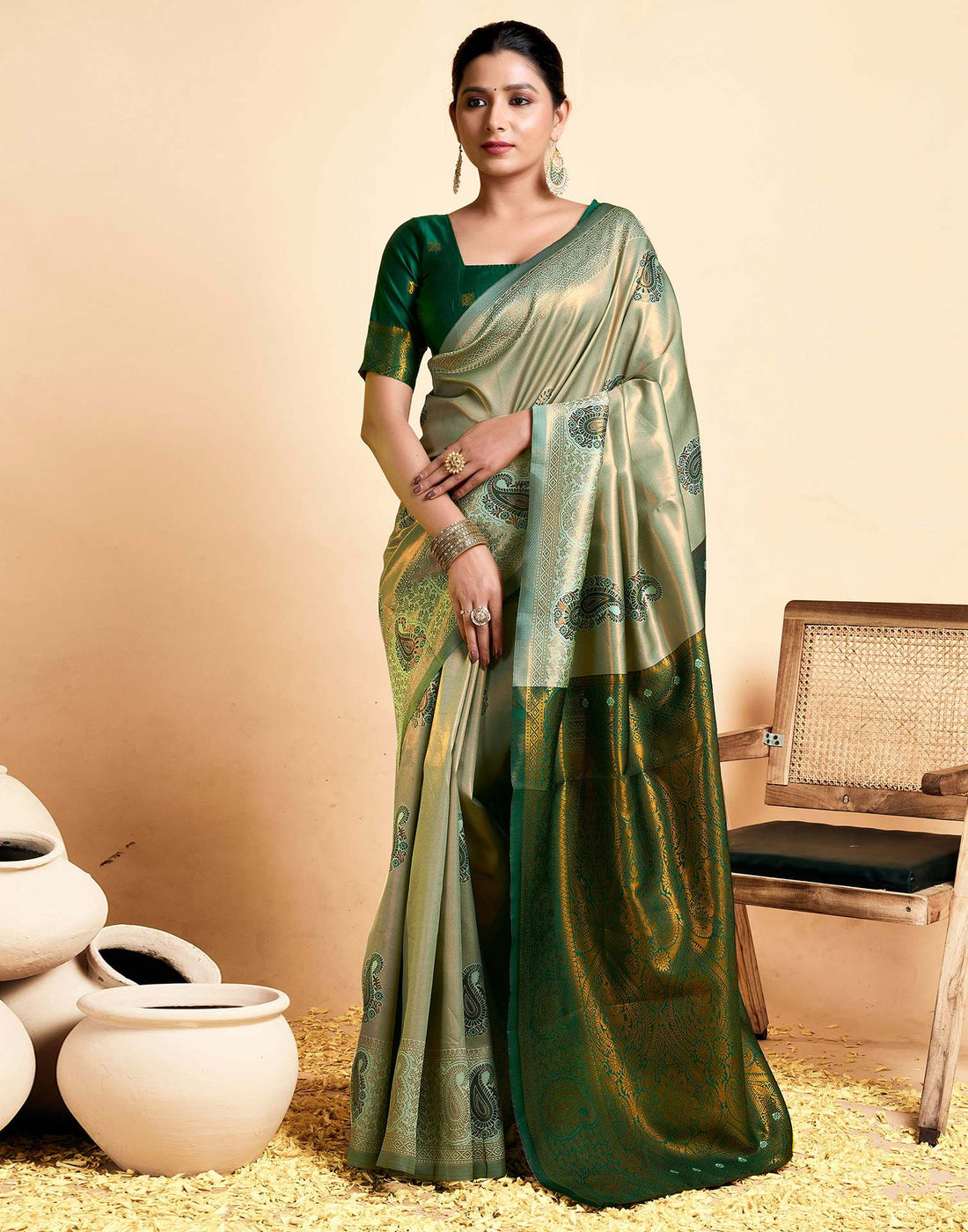 PANNUS Emerald Whispers Kanjivaram