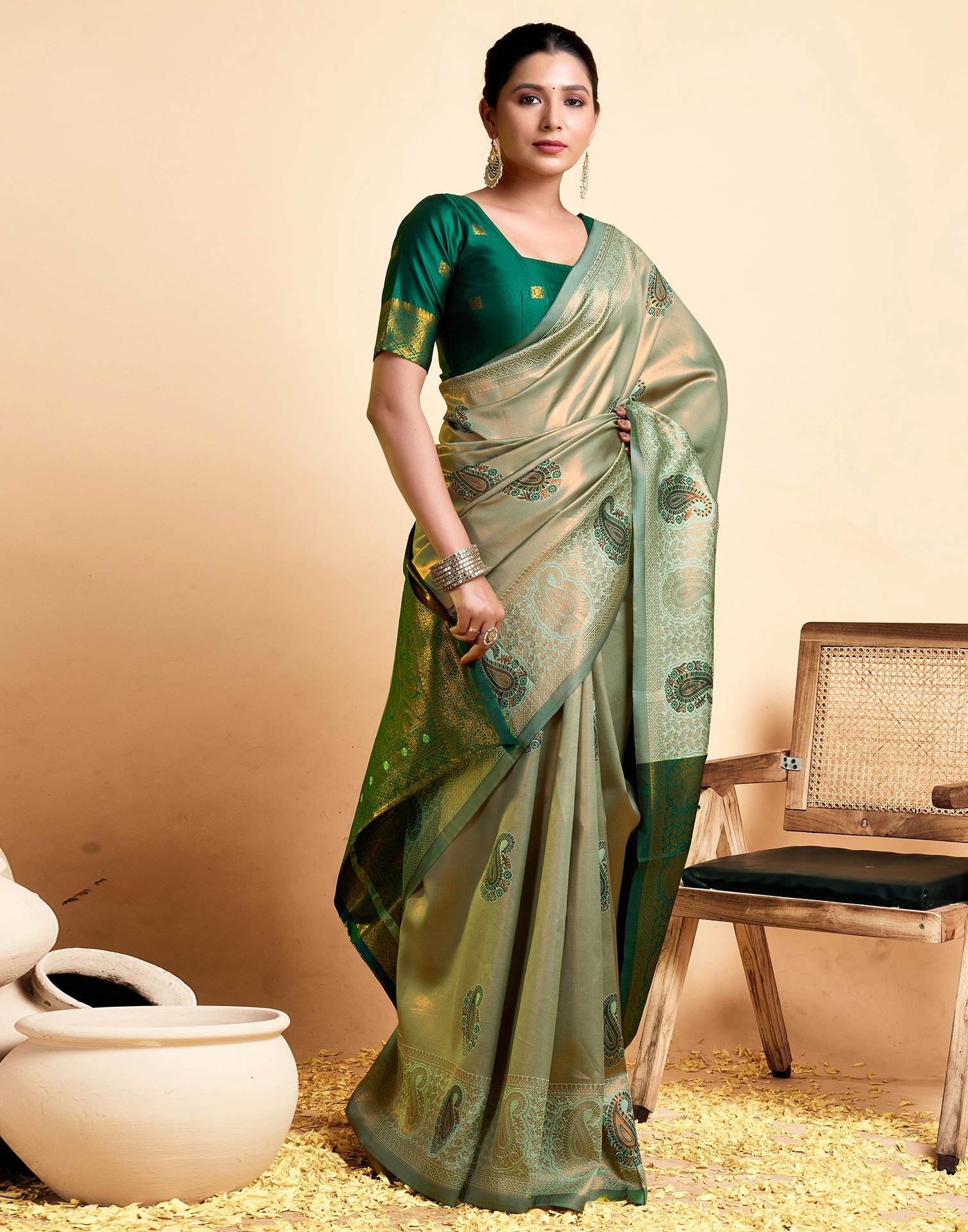 PANNUS Emerald Whispers Kanjivaram