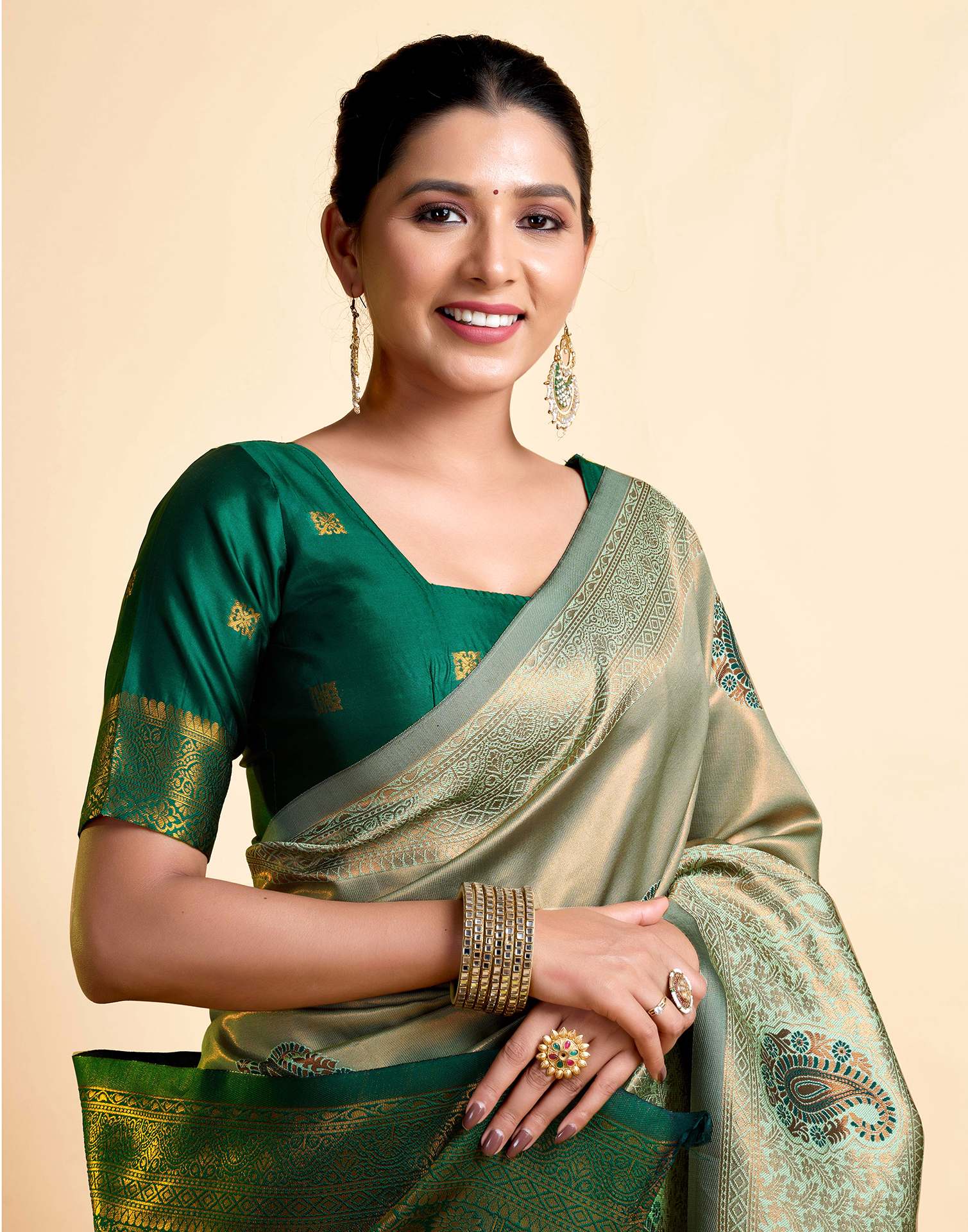 PANNUS Emerald Whispers Kanjivaram