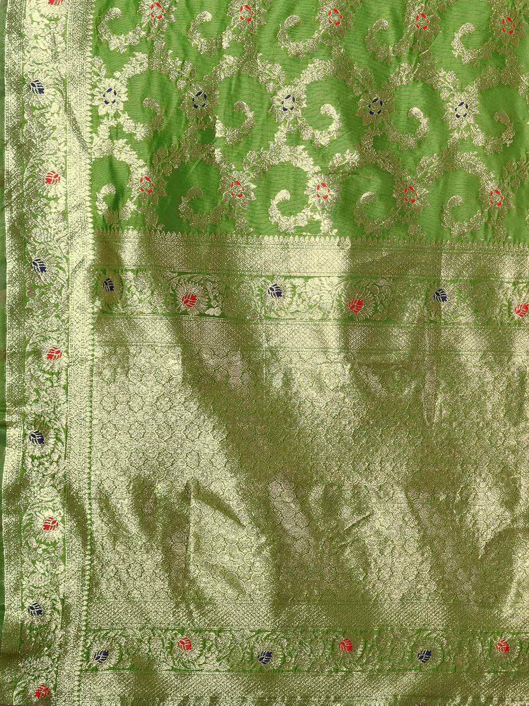 PANNUS Zestful Lime Floral Saree