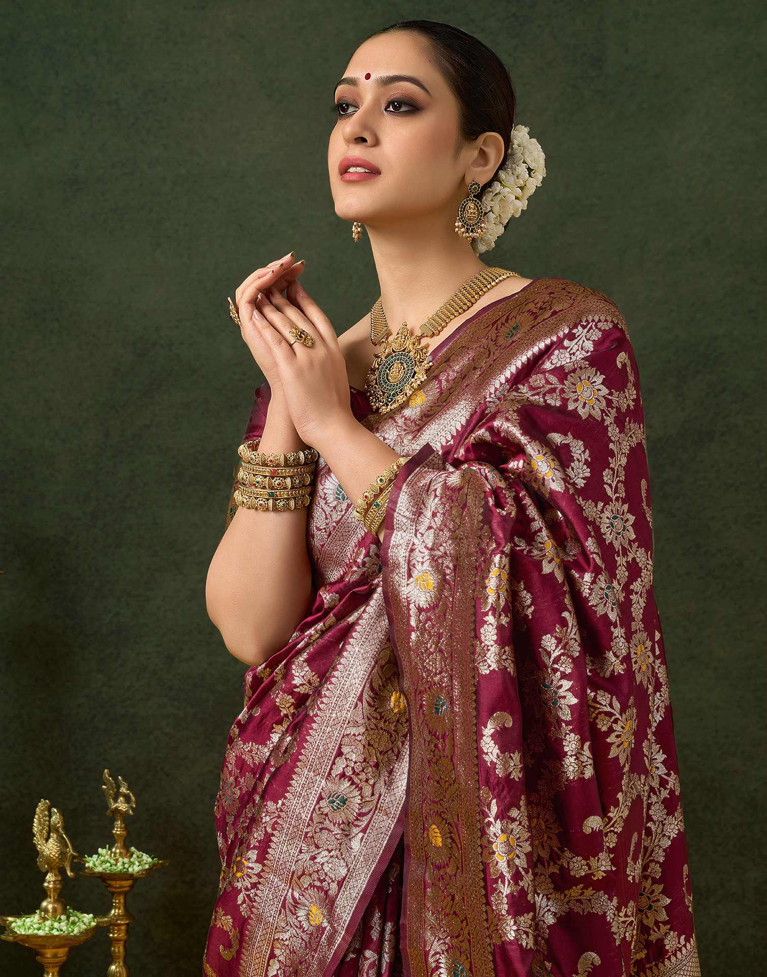 PANNUS Aubergine Silver Zari Saree