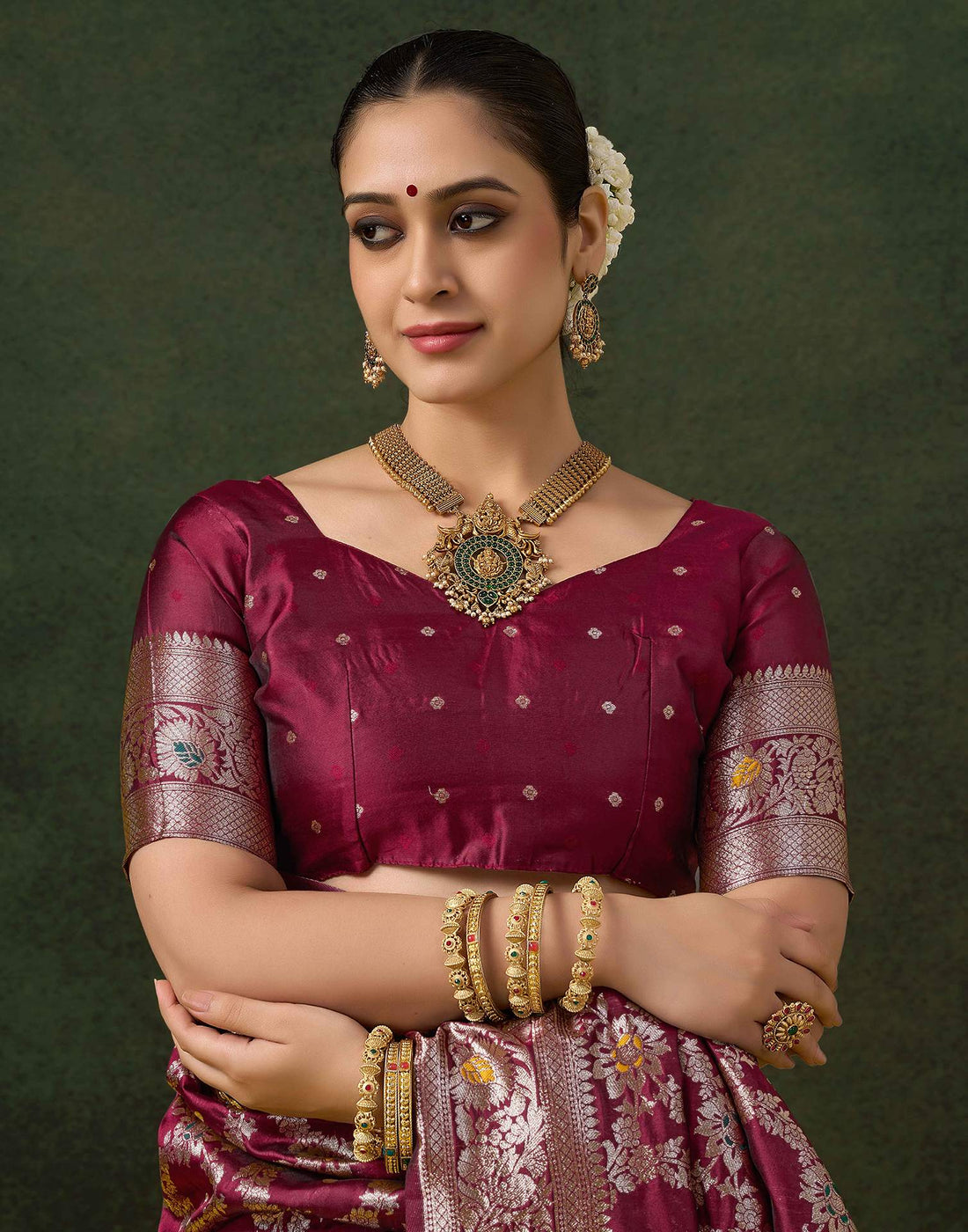 PANNUS Aubergine Silver Zari Saree