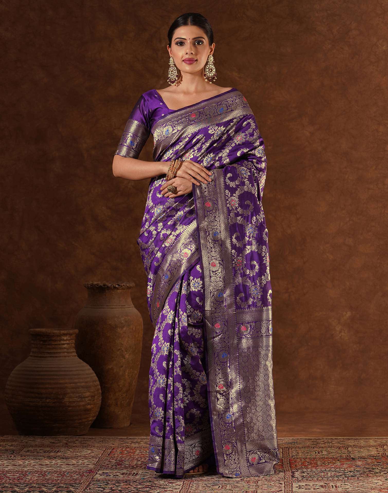 PANNUS Violet Royal Jaal Saree