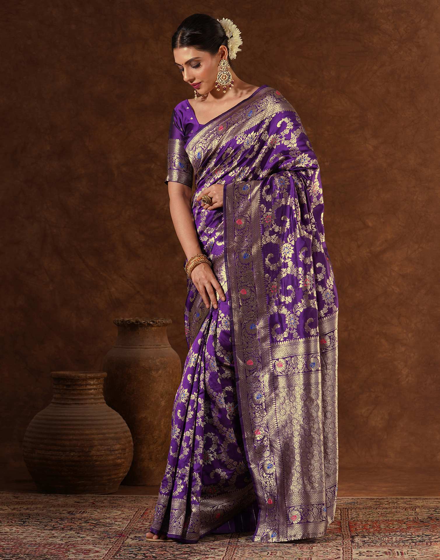 PANNUS Violet Royal Jaal Saree