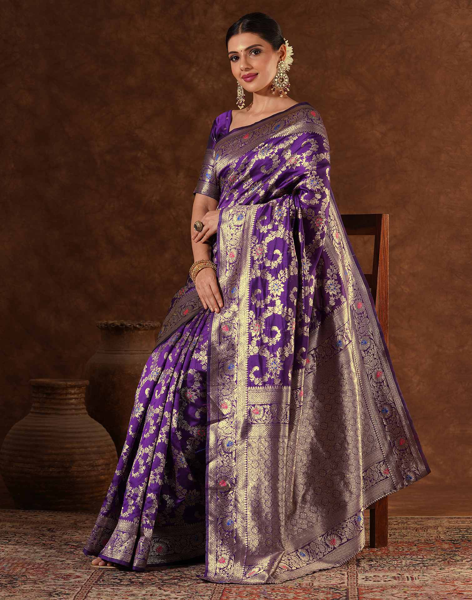 PANNUS Violet Royal Jaal Saree