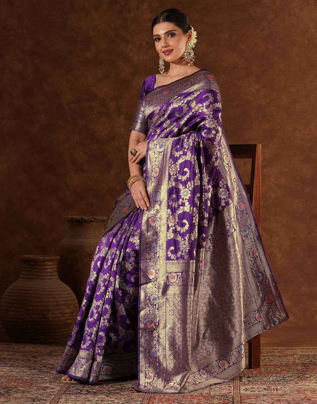 PANNUS Violet Royal Jaal Saree