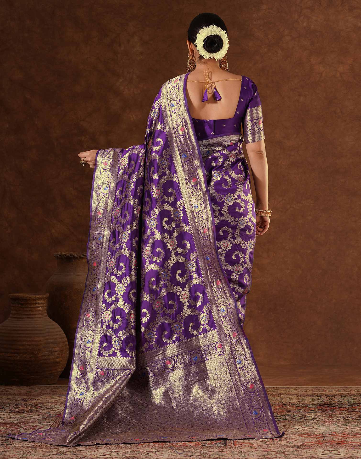 PANNUS Violet Royal Jaal Saree