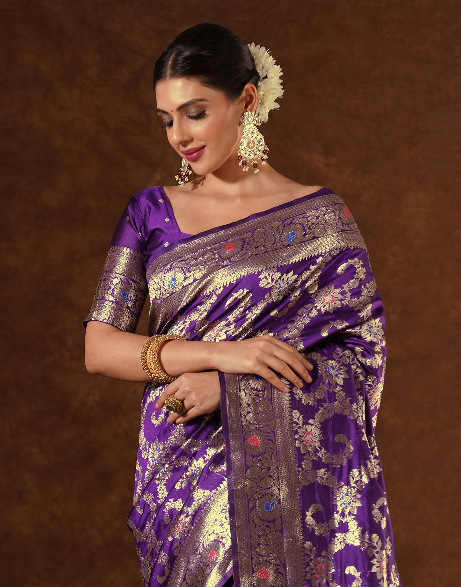 PANNUS Violet Royal Jaal Saree