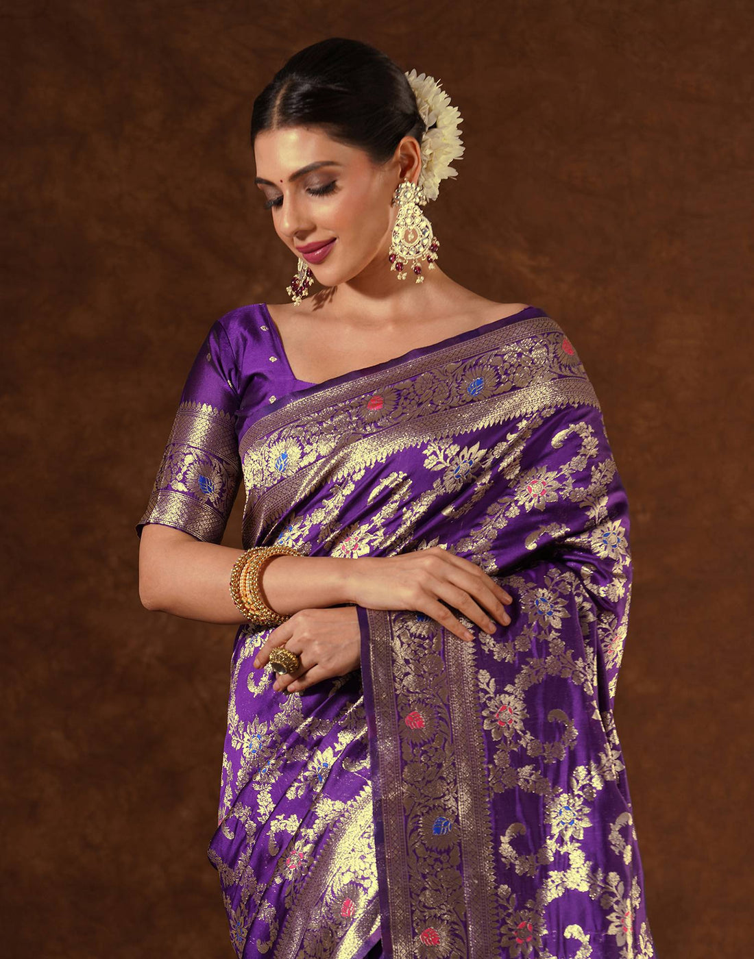 PANNUS Violet Royal Jaal Saree