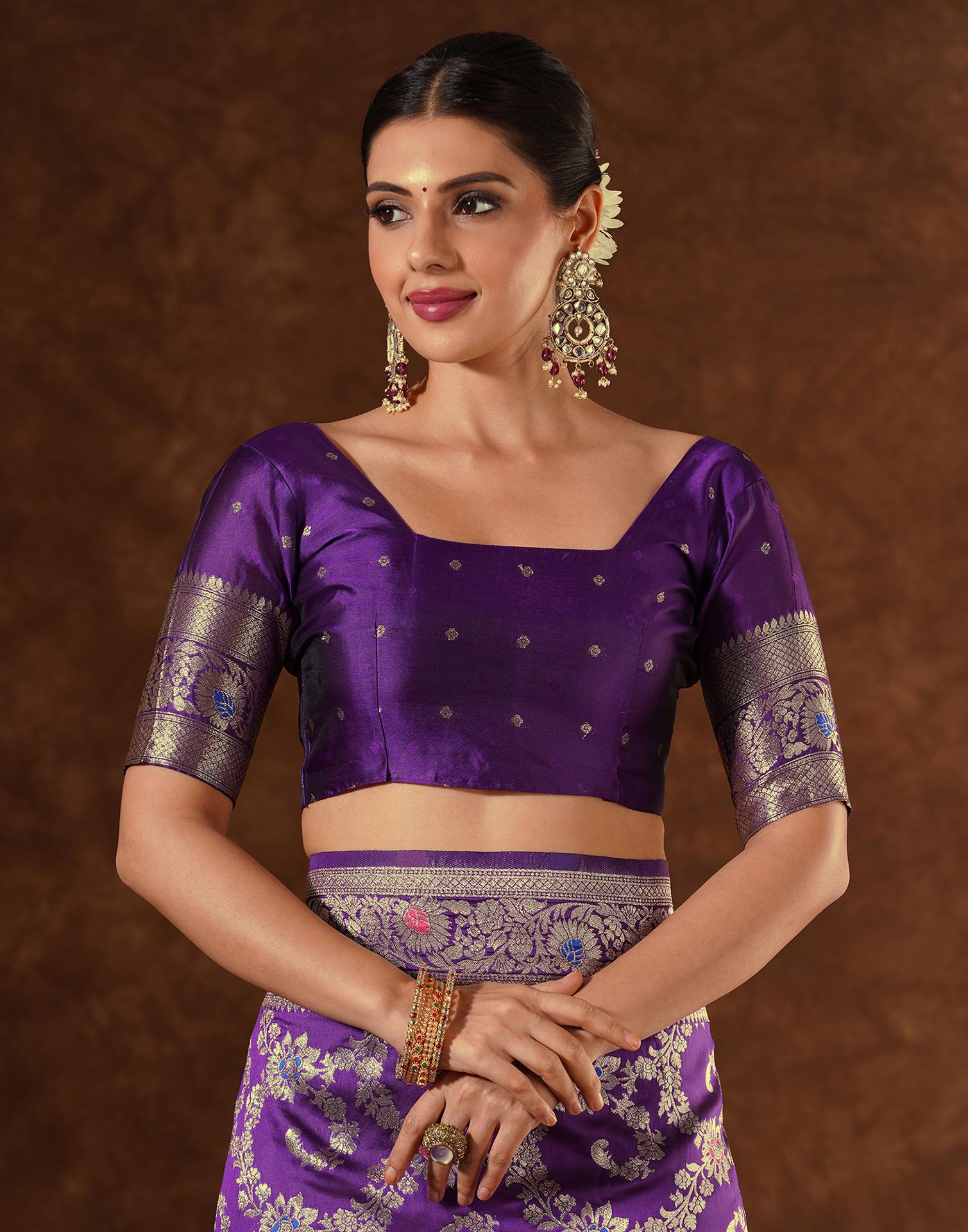 PANNUS Violet Royal Jaal Saree