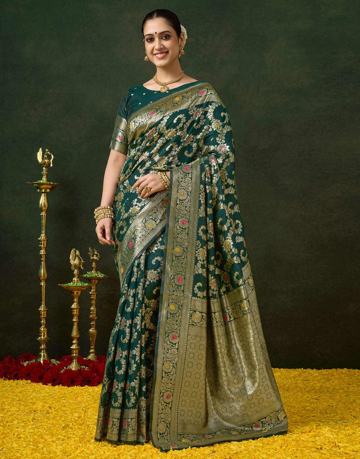 PANNUS Forest Green Glory Saree