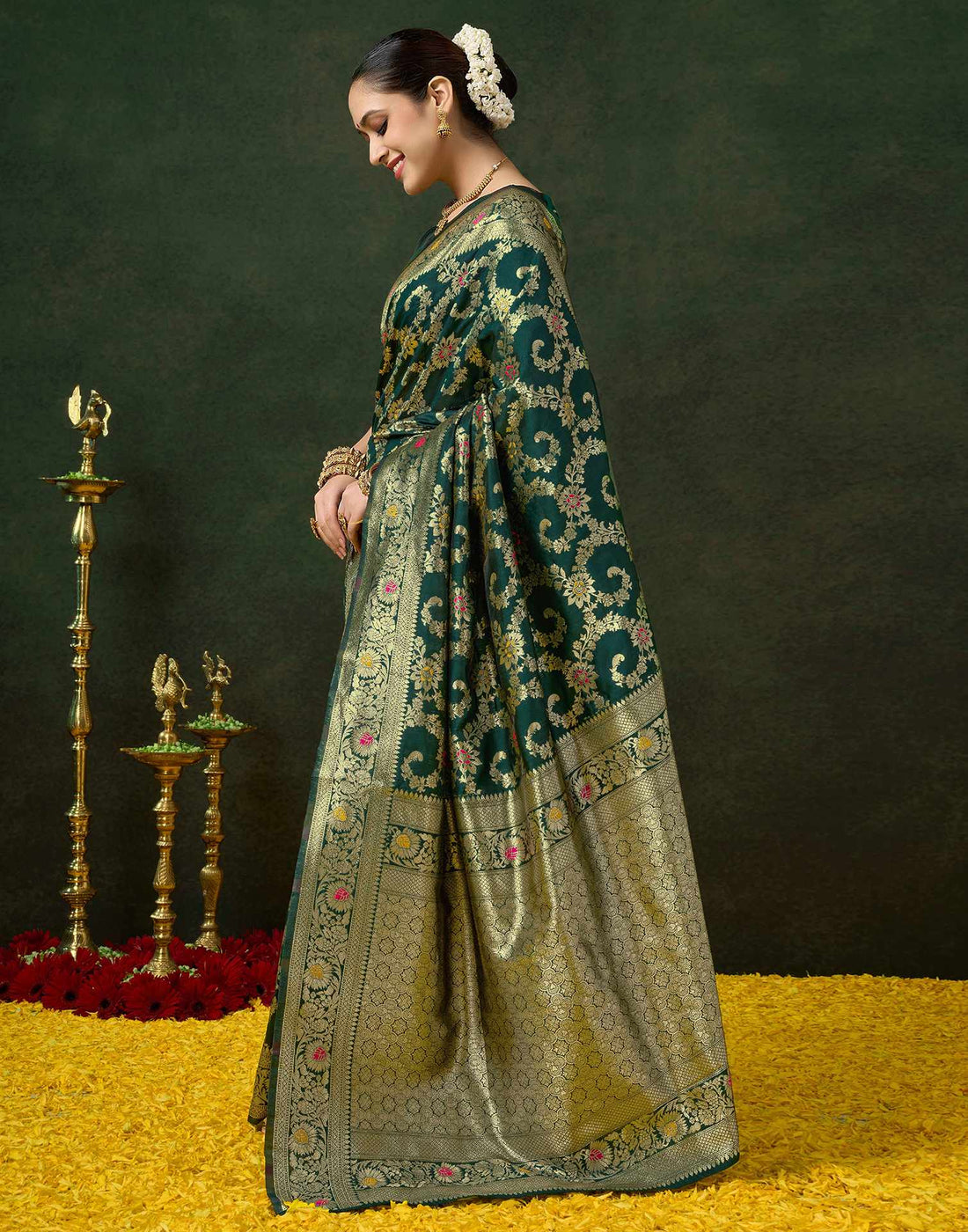 PANNUS Forest Green Glory Saree