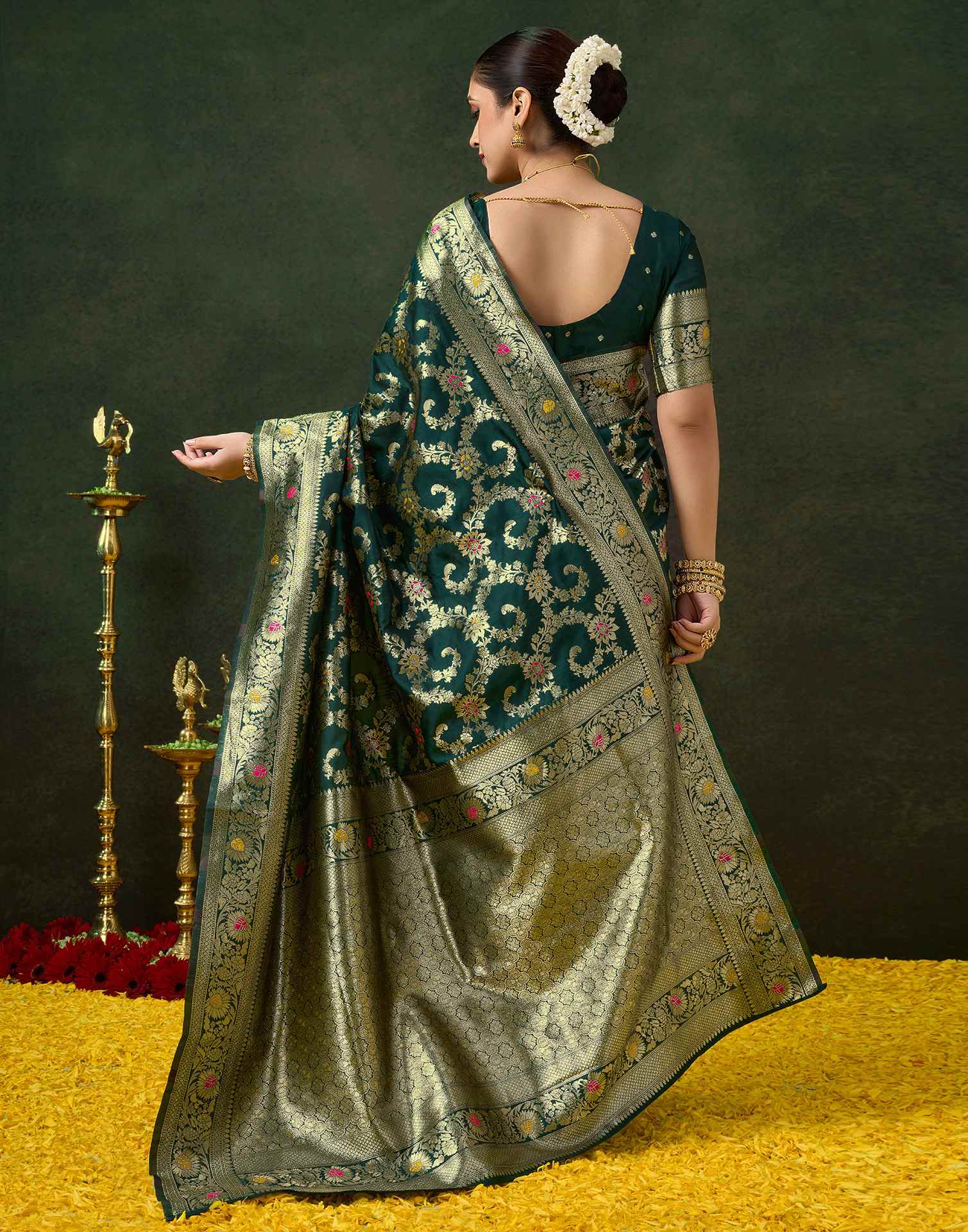 PANNUS Forest Green Glory Saree