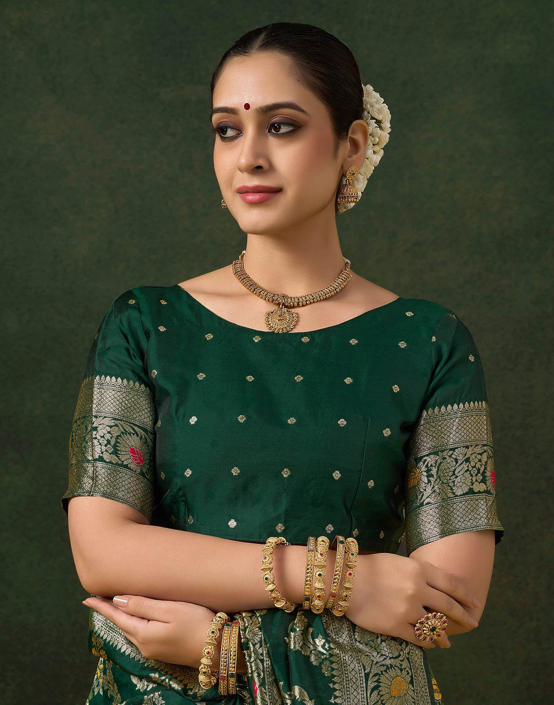 PANNUS Forest Green Glory Saree