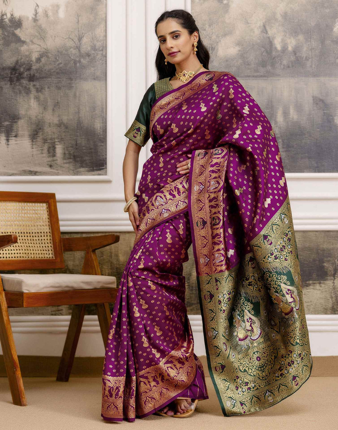 PANNUS Violet Peacock Brocade