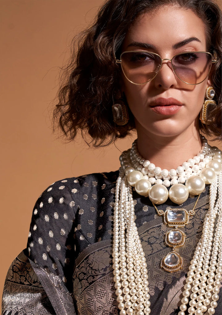 Regal Noir Banarasi Black Silk Saree